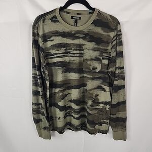 Stance Butterblend Long Sleeve Shirt Men Medium Camo Green Pima Cotton Soft